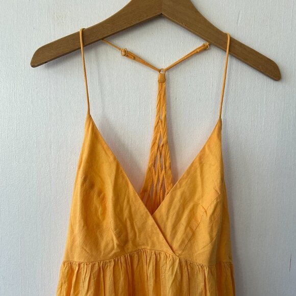 Urban Outfitters Trapeze Dress Womens Small Orange Strappy Side Zip V-neck - Picture 2 of 9